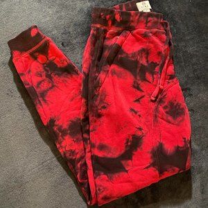 Black and red tie dye sweatpants clearance